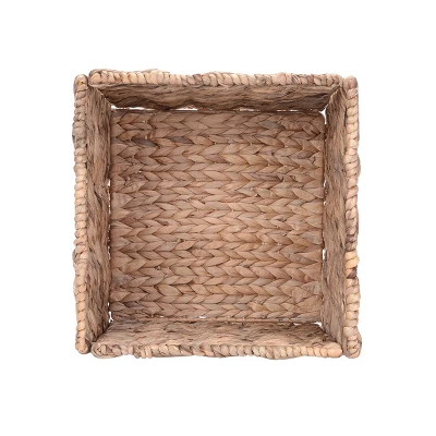 Set Of 2 Handmade Wicker Baskets - 12-Inch Square Foldable Storage Bins With Handles - Made Of Hand-Twisted Water Hyacinth By Villacera (Natural) - Image 6