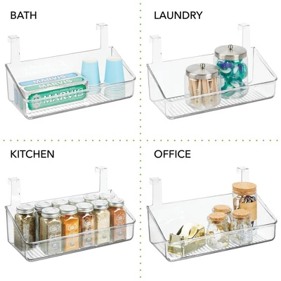 MDesign Plastic Over Cabinet Door Hanging Home Storage Bin - Image 3