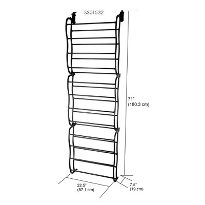 Home Basics 36 Pair Over The Door Steel Shoe Rack, Black - Image 6