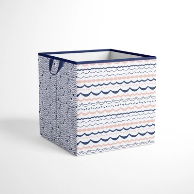 Bacati - Olivia Coral/Navy Storage Box Small