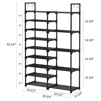 WOWLIVE 9-Tier Large Stackable Metal Shoe Rack Shelf Storage Tower Unit Cabinet Organizer For Closets, Fits 30 To 35 Pairs, Black - Image 4