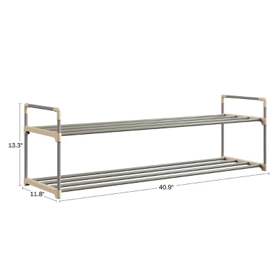 Hastings Home 12-Pair Freestanding 2-Tier Shoe Storage Rack – Black
