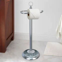 Freestanding Toilet Tissue Holder Chrome/Aqua - Nu Steel