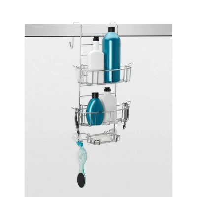 Zenna Home Over The Door Adjustable Rust-Resistant Shower Caddy Stainless Steel - Image 2
