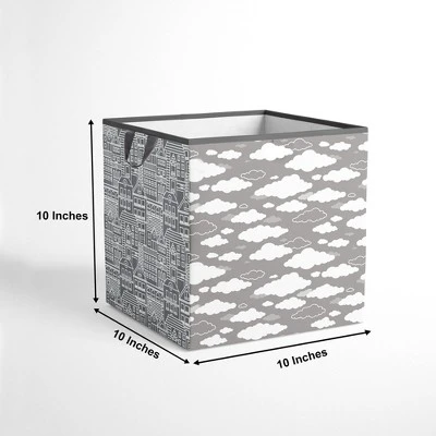 Bacati - Clouds In The City White/Gray Storage Box Small - Image 3