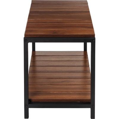 Honey-Can-Do 2 Tier Shoe Storage Bench Walnut - Image 7