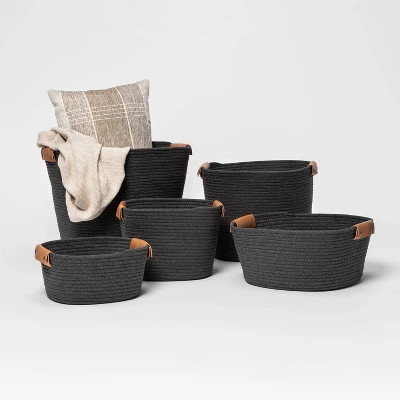 17" Coiled Rope Bin Warm Gray Charcoal - Brightroom™ - Image 3