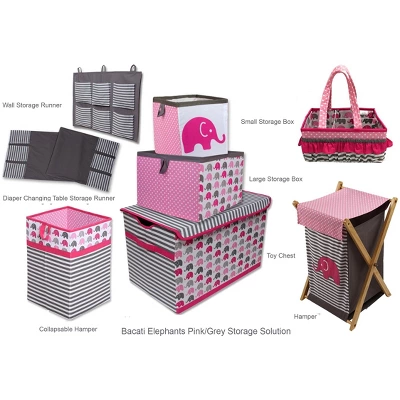 Bacati - Elephants Pink/Gray Storage Caddy - Image 5