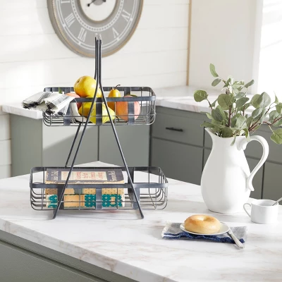 Farmhouse Iron Storage Basket Gray - Olivia & May