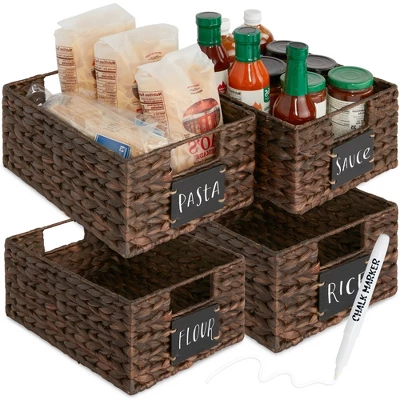 Best Choice Products Set Of 4 12in Woven Water Hyacinth Pantry Baskets W/ Chalkboard Label, Chalk Marker - Image 8