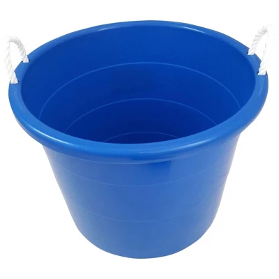 Homz Multipurpose 18 Gallon Plastic Open-Top Storage Round Utility Tub With Rope Handles For Indoor Or Outdoor Home Organization, Blue (3 Pack) - Image 2