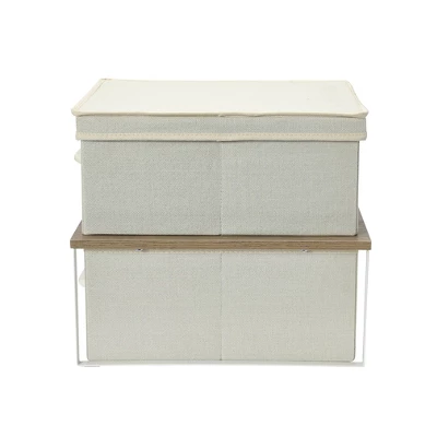 Household Essentials Stacking Storage Boxes With Laminate Top Coastal Oak - Image 6