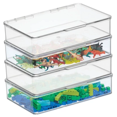 MDesign Plastic Stackable Toy/Game Storage Bin Box - Hinged Lid - 4 Pack - Image 8