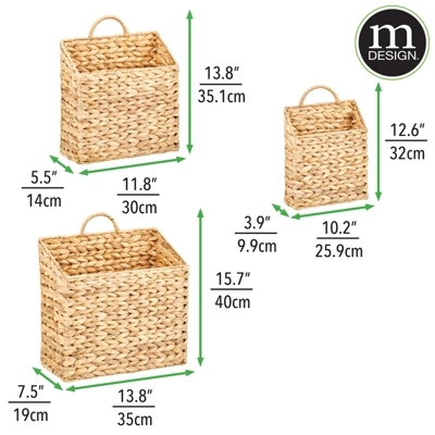 MDesign Woven Water Hyacinth Hanging Wall Storage Basket - Image 2