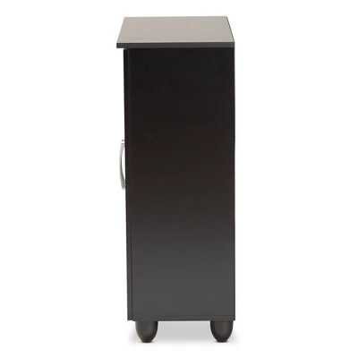 Renley Espresso Wood 2 Door Shoe Storage Cabinet Brown - Baxton Studio - Image 3