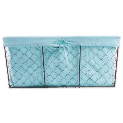 Design Imports Set Of 5 Rustic Bronze Chicken Wire Liner Baskets Aqua - Image 6