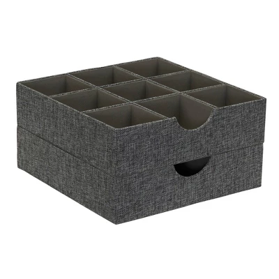Household Essentials Set Of 2 9-Section Drawer Trays Graphite Linen - Image 3