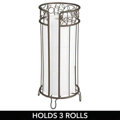 MDesign Decorative Metal Toilet Paper Storage Holder Stand, 3 Rolls - Image 3