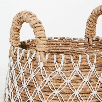 2pk Banana Leaf Storage Baskets Brown/White - Olivia & May - Image 3