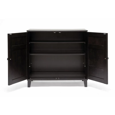 Glidden Wood Modern Shoe Cabinet (Short) Dark Brown - Baxton Studio