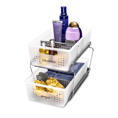 Two-Tier Organizer With Dividers Frost/Gray - Madesmart - Image 2