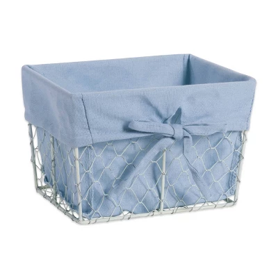 Design Imports Set Of 5 Antique White Chicken Wire Liner Baskets Denim - Image 5