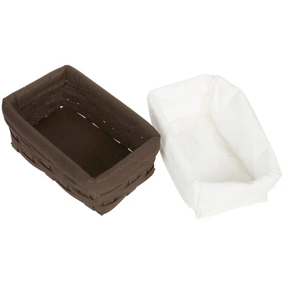 Juvale 5-Pcs Brown Small Rectangular Woven Nesting Baskets, Lined Wicker Set For Organizing Closet, Kitchen, Pantry Shelves, Bathroom (3 Sizes) - Image 5