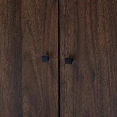 Rossin Walnut Finished 2 Door Wood Entryway Shoe Storage Cabinet With Open Shelf Brown - Baxton Studio - Image 6