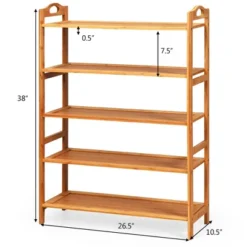 Costway 5-Tier Bamboo Shoe Rack FreeStanding Shoe Shelf Entryway Shoe Storage Organizer