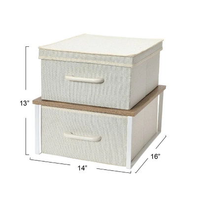 Household Essentials Stacking Storage Boxes With Laminate Top Coastal Oak - Image 2