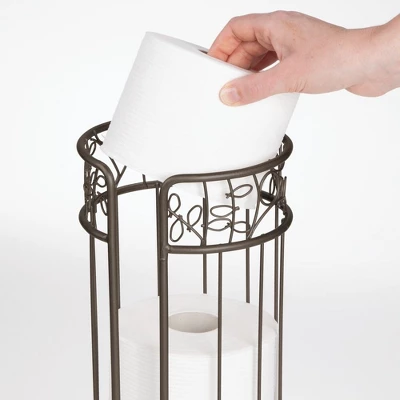 MDesign Decorative Metal Toilet Paper Storage Holder Stand, 3 Rolls - Image 4