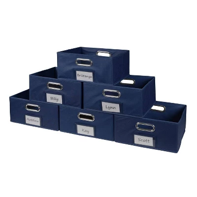 Niche Cubo 6pk Half Size Foldable Fabric Storage Bins With Label Holder Blue - Image 2