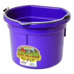 Little Giant P8FBPURPLE 2 Gallon All Purpose Heavy Duty Farm Flat Back Plastic Buckets For Supplies, Toys, Laundry, And Water, Purple, (6 Pack)