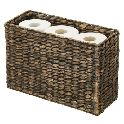 MDesign Hyacinth Rice Weave Toilet Tank Bathroom Storage Basket Bin - Image 6