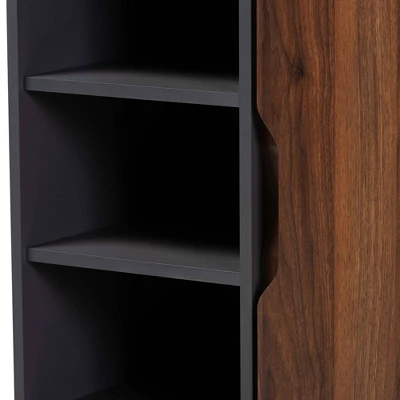 Idina Mid-Century Wood 1 Door Shoe Cabinet Dark Brown/Gray - Baxton Studio - Image 4