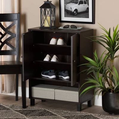 Rossin Modern Wood 2 Door Entryway Shoe Cabinet - Baxton Studio - Image 7