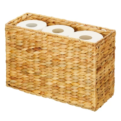 MDesign Hyacinth Rice Weave Toilet Tank Bathroom Storage Basket Bin - Image 5