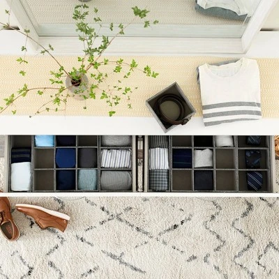 Household Essentials Set Of 2 9-Section Drawer Trays Graphite Linen - Image 2