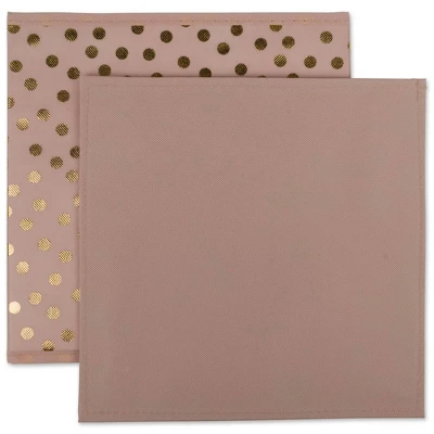 Set Of 2 11" X 11" X 11" Nonwoven Polyester Dots Millennial Square Storage Cube Pink/Gold - Design Imports - Image 6