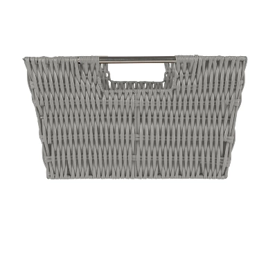 Simplify 3pc Rattan Tote Set With Sterling Silver Handles Gray