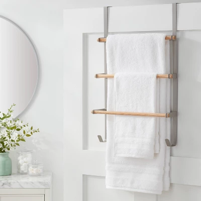 Over The Door Tiered Towel Rack With Wood - Brightroom™