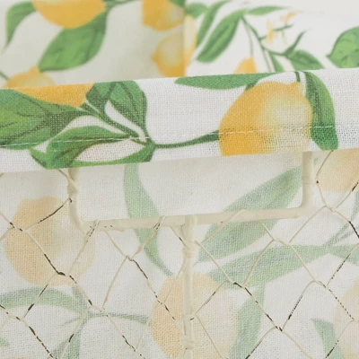 Design Imports Set Of 2 M Antique White Chicken Wire Lemon Print Liner Baskets - Image 3