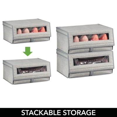 MDesign Stackable Fabric Closet Storage Shoe Box - Large - Image 4