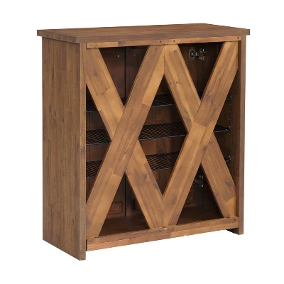 31" Bethel Acacia Wood Shoe Cubbie Storage Cabinet Natural - Alaterre Furniture - Image 9