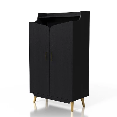 Tamworth Double Door Shoe Cabinet Black - MiBasics - Image 2