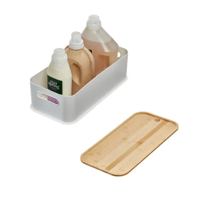 Large Handled Bin With Bamboo Lid Coconut - IDESIGN - Image 3