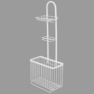 MDesign Metal Free Standing Toilet Paper Stand/Dispenser, Holds Tablet - Image 3