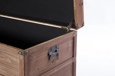 Vintiquewise Wooden Rectangular Lined Rustic Storage Trunk With Latch - Image 3