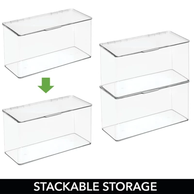 MDesign Plastic Stackable Toy/Game Storage Bin Box - Hinged Lid - 4 Pack - Image 3