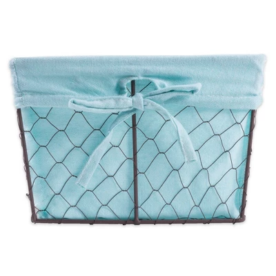 Design Imports Set Of 5 Rustic Bronze Chicken Wire Liner Baskets Aqua - Image 4